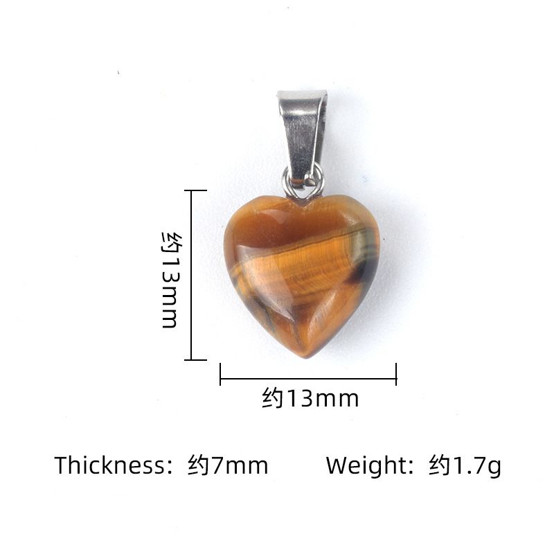 1676-13Mm pingente de amor, pingente de amor de pedra de cristal de ágata natural DIY colar em forma de coração acessórios de jóias