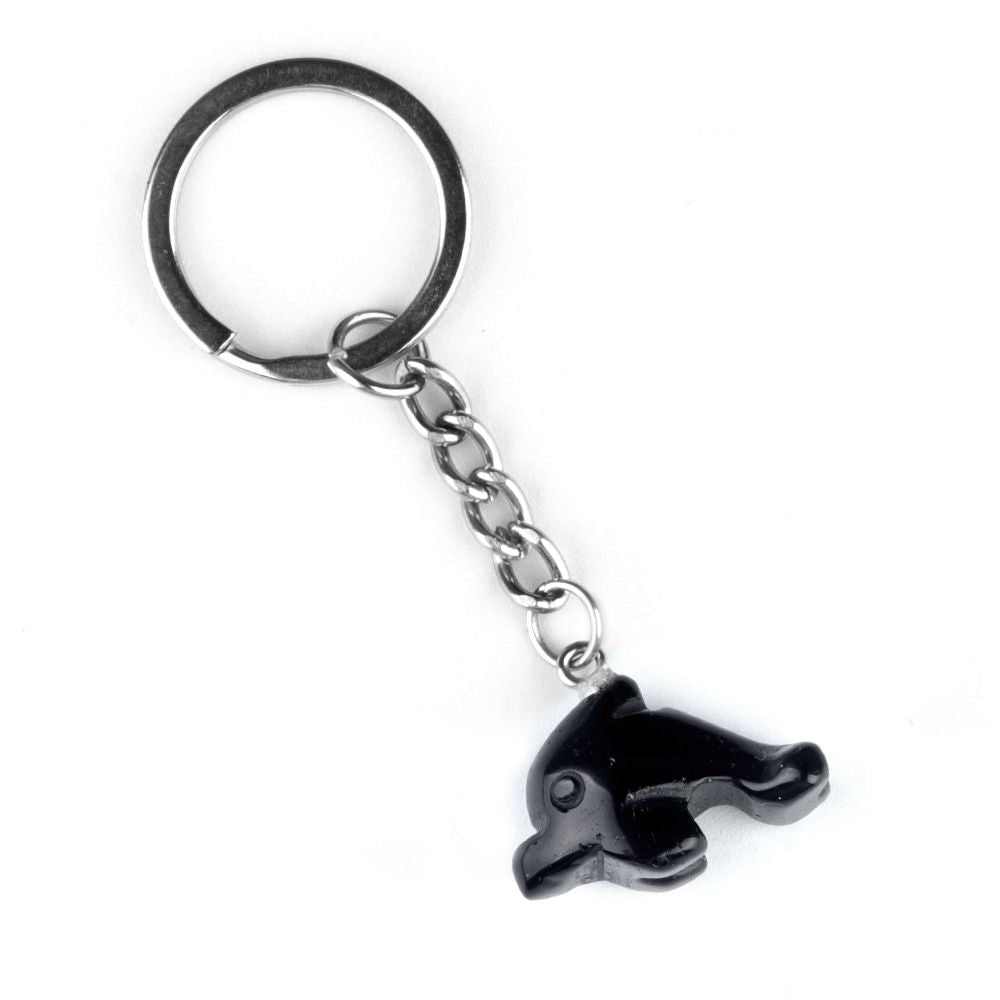 1949-Chaveiro Little Dolphin, pingente de chaveiro animal gravado em pedra de ágata de cristal.