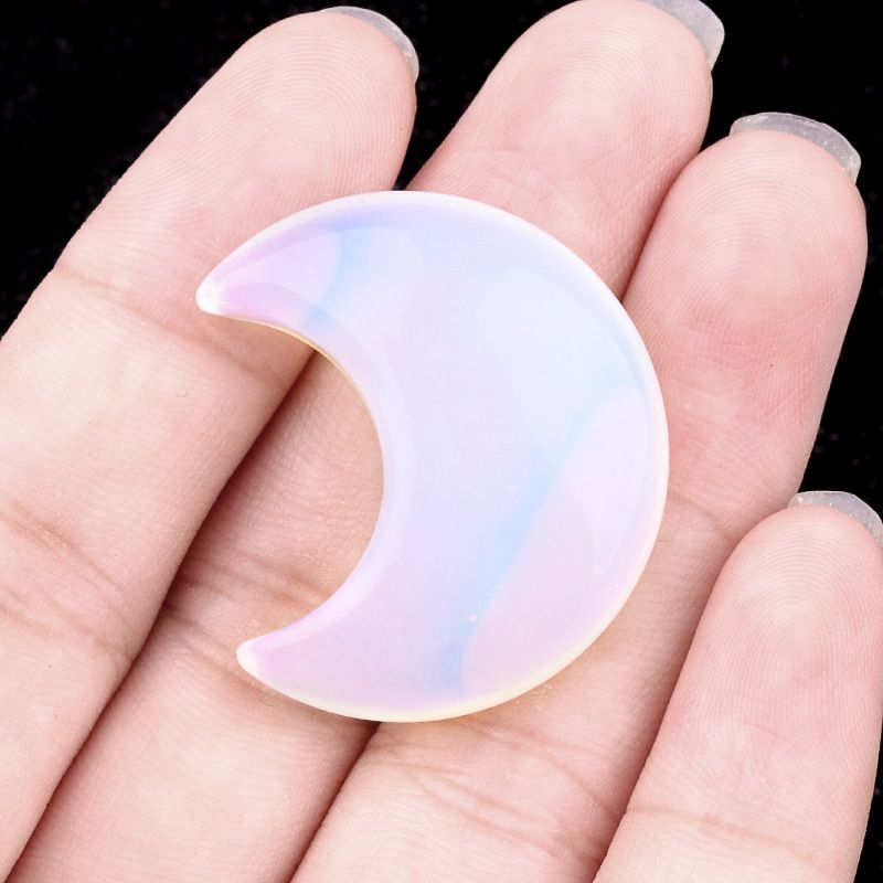 1602-30Mm lua, forma crescente de pedra de ágata de cristal natural DIY lua não porosa acessórios material