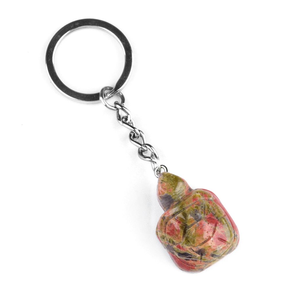 1944-Chaveiro de tartaruga pequena, agate de cristal pingente de chave de animal gravado em pedra semipreciosa