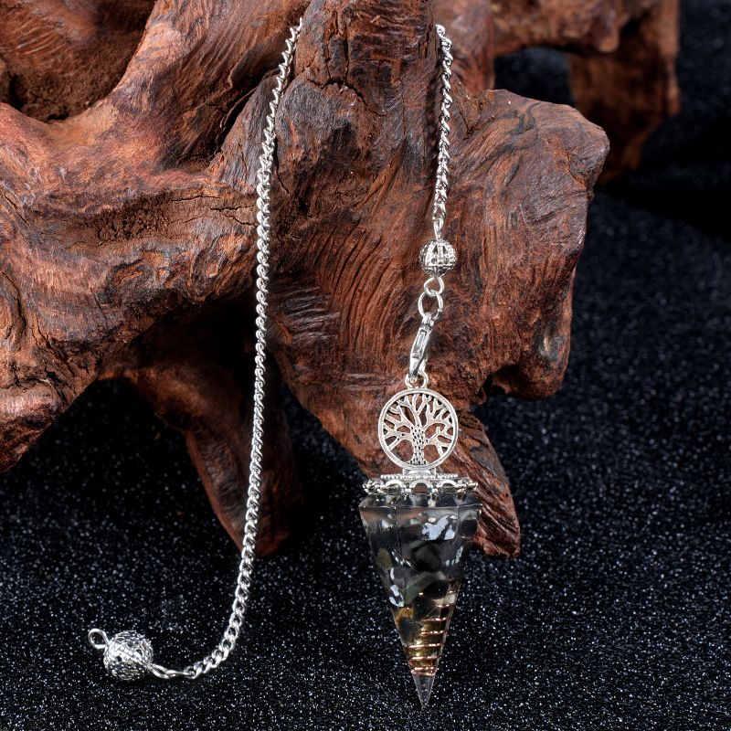 Nova Liga Árvore da Vida Pingente De Resina Pingente De Cristal Meditação Pêndulo De Corrente De Cinto Epóxi Vintage