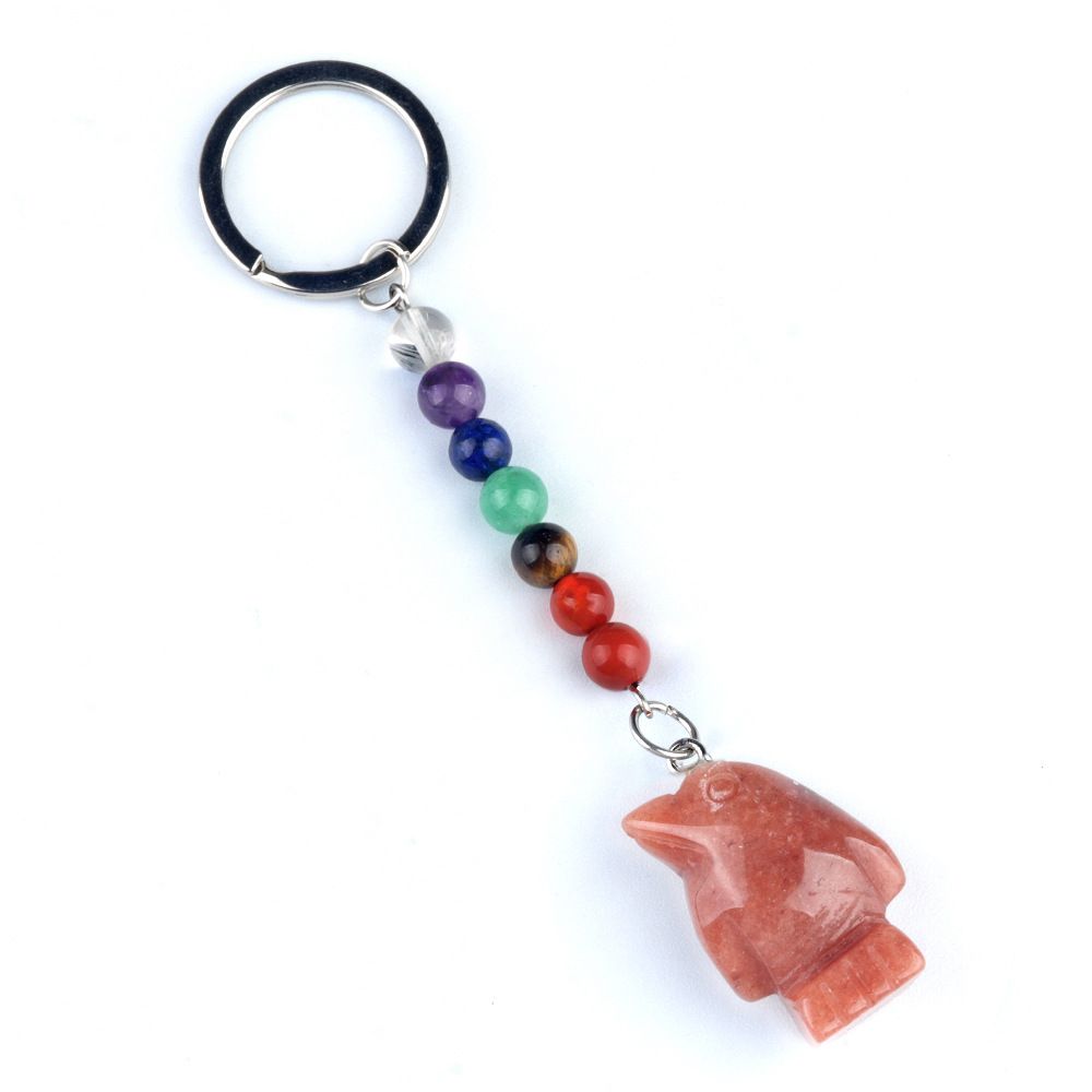 1961-Chaveiro de pinguim de pedra de cristal colorido, pingente de jóias de chakra, pingente de chaveiro de animal pequeno