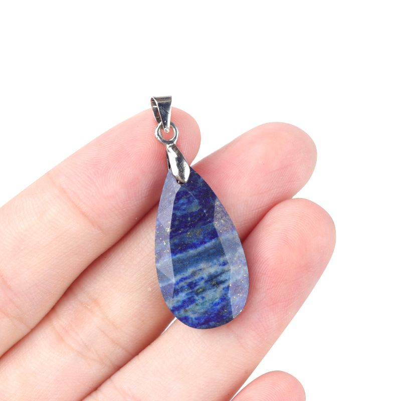 1691-Pingente de diamante com corte de pedra de cristal natural, colar de gota de água com corte de canto