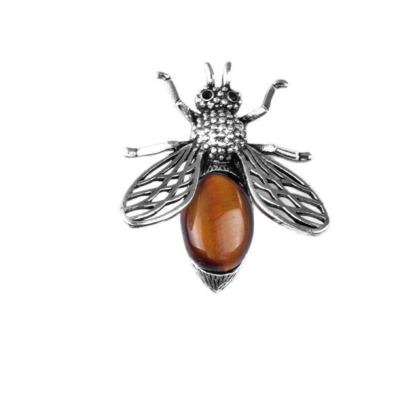 Pingente de broche de abelha 1650-48Mm de uso duplo, incrustado em liga de cristal ágata meio tesouro Pingente de broche de joias
