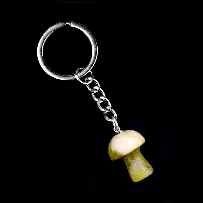 1324-Pedra de cristal natural de ágata 2cm pequeno cogumelo chaveiro pingente bonito saco de jóias pingente pequeno presente
