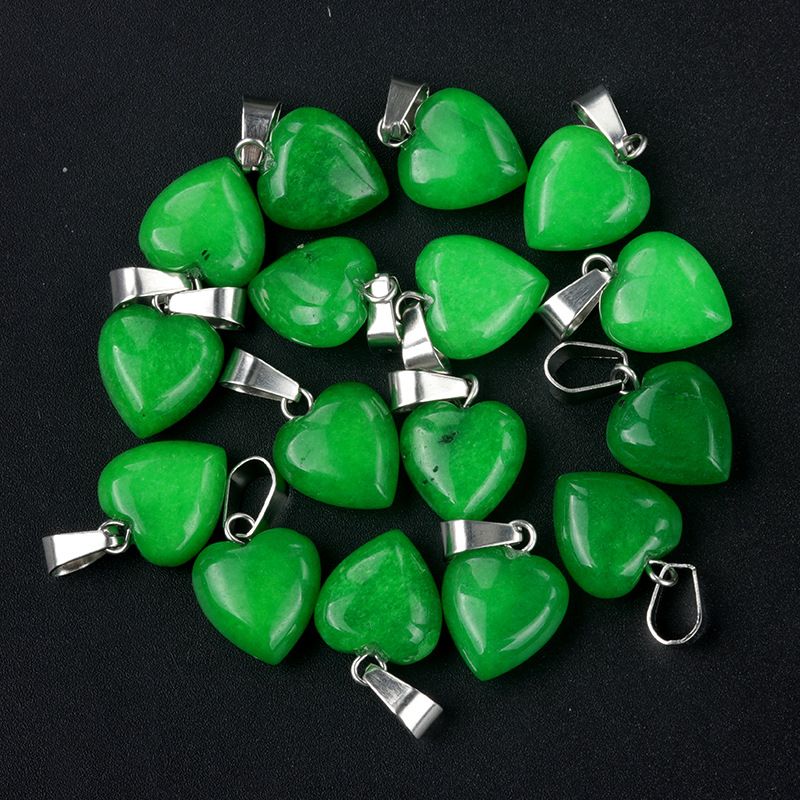 1676-13Mm pingente de amor, pingente de amor de pedra de cristal de ágata natural DIY colar em forma de coração acessórios de jóias