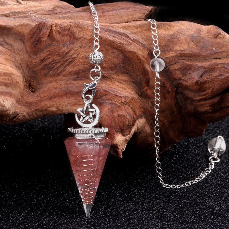 2138-Star-Moon Hexagonal Cone Cristal Ágata Pedra Semi-preciosa Resina de Cascalho Pingente de Pêndulo