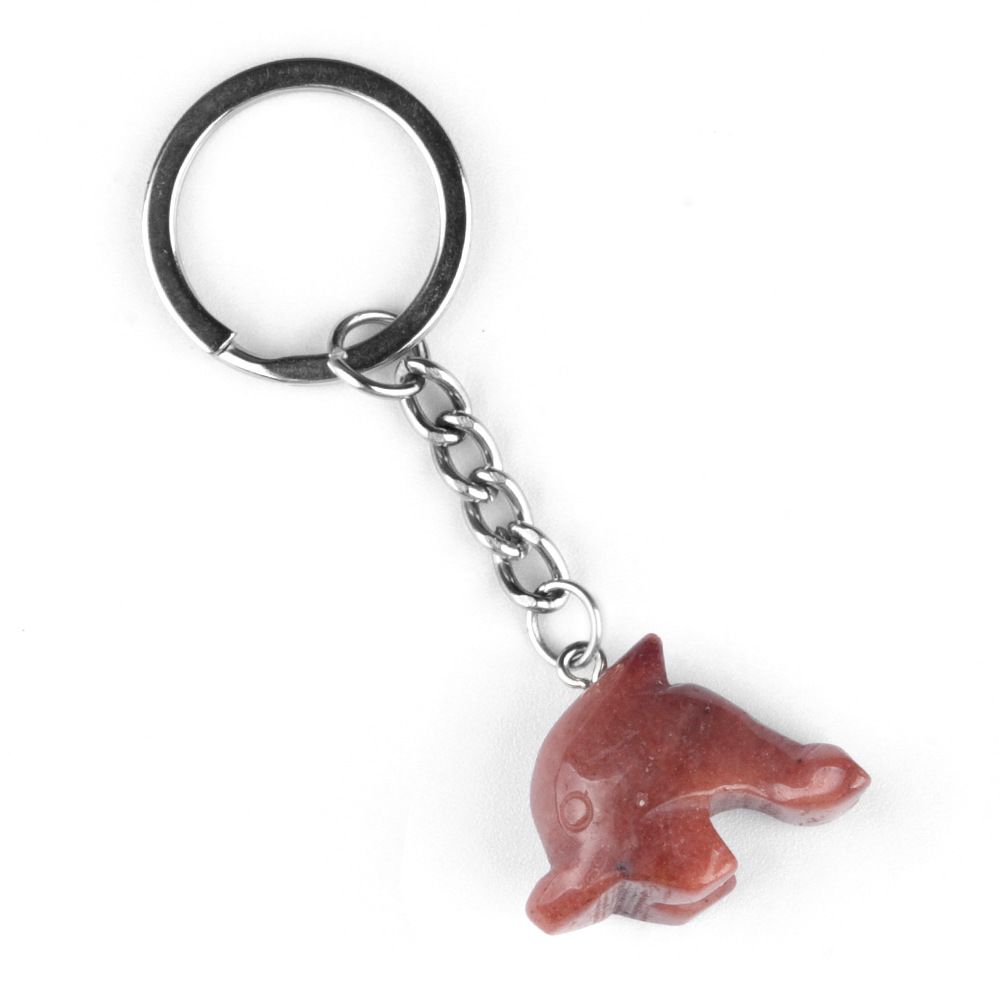 1949-Chaveiro Little Dolphin, pingente de chaveiro animal gravado em pedra de ágata de cristal.