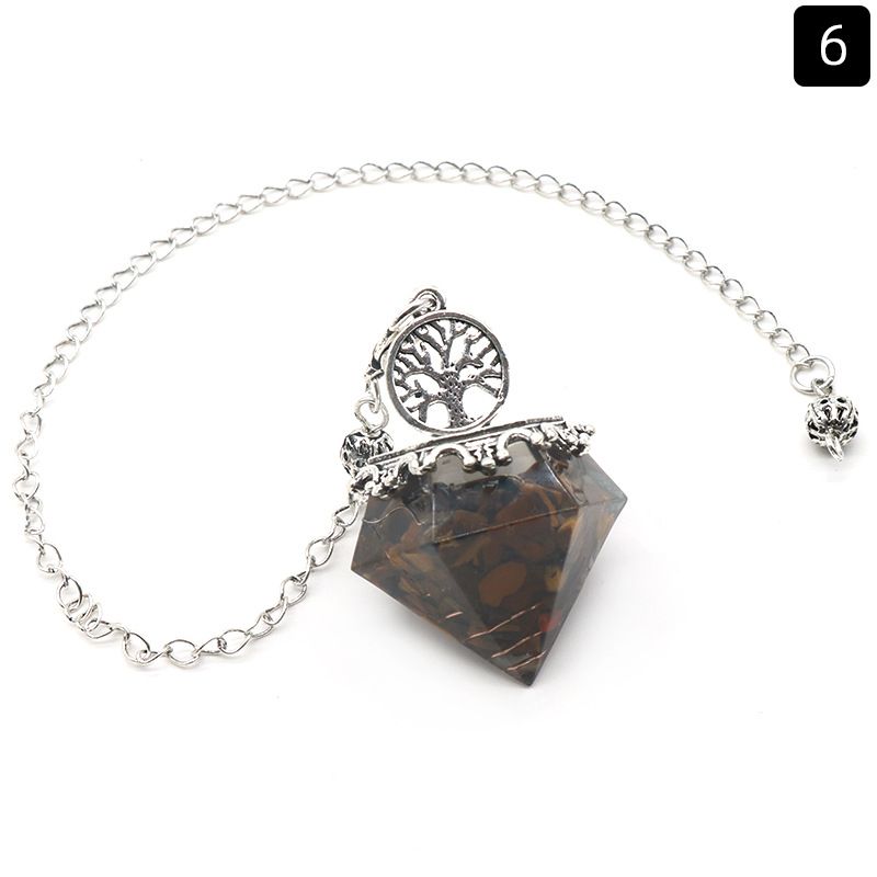 1413-Pêndulo em forma de diamante resina de ágata de cristal natural cascalho pêndulo em forma de diamante