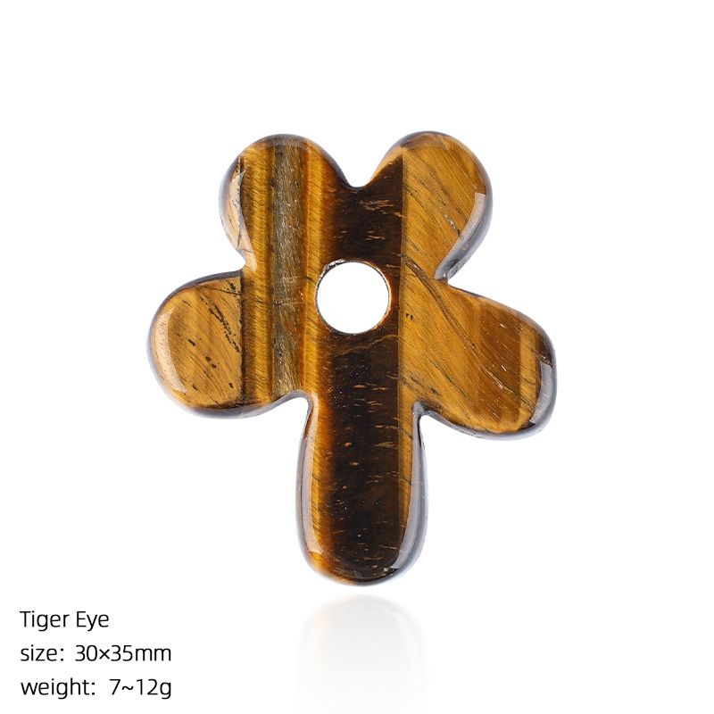 Pingente de flor de cinco pétalas de pedra natural colar artesanal antigo corrente de suéter decorativo em forma de flor pétalas de cristal natural