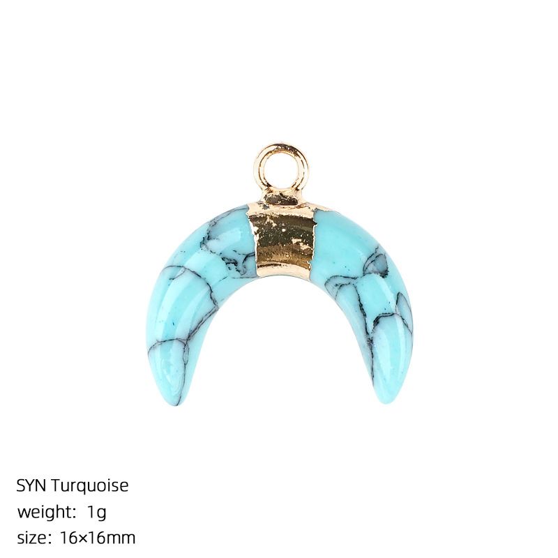 1440 Pingente de lua de cristal natural artesanal pulseira colar brincos dourados único pendurado tipo C chifre de pedra natural