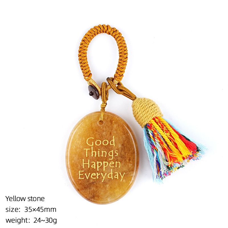 2469 Cristal natural palma de pedra chaveiro criativo saco reboque pendurado decorativo letras ágata mindfulness pedra pingente