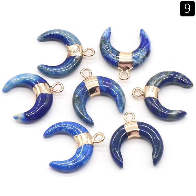 1440-Pó de cristal mini lua crescente pingente de chifre dourado Pingente de lua em forma de C DIY colar brincos material de jóias
