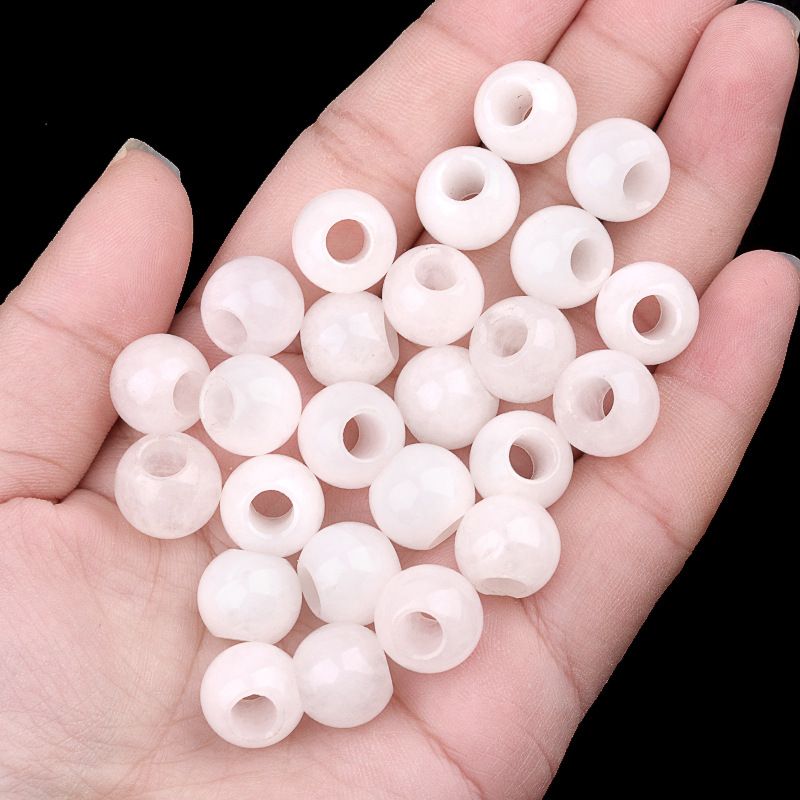 317 - Contas de Grandes Furos, Contas Soltas de Ágata Cristalina, 12mm, 5mm, Contas Soltas de Pedra Natural de Grandes Furos, Materiais de Joias DIY Atacado