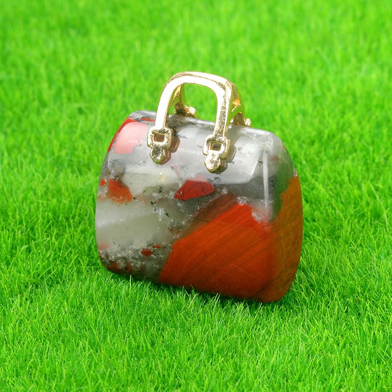 1710-Mini bolsa de pedra de cristal natural, pingente de ametista ins decoração de cristal em pó de vento criatividade