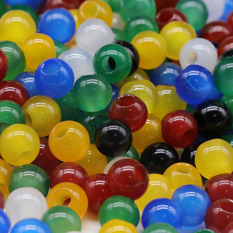 1587 uma abertura de 10mm 4mm azul amarelo verde branco vermelho preto ágata contas redondas grande buraco solto contas DIY tecido acessórios de jóias