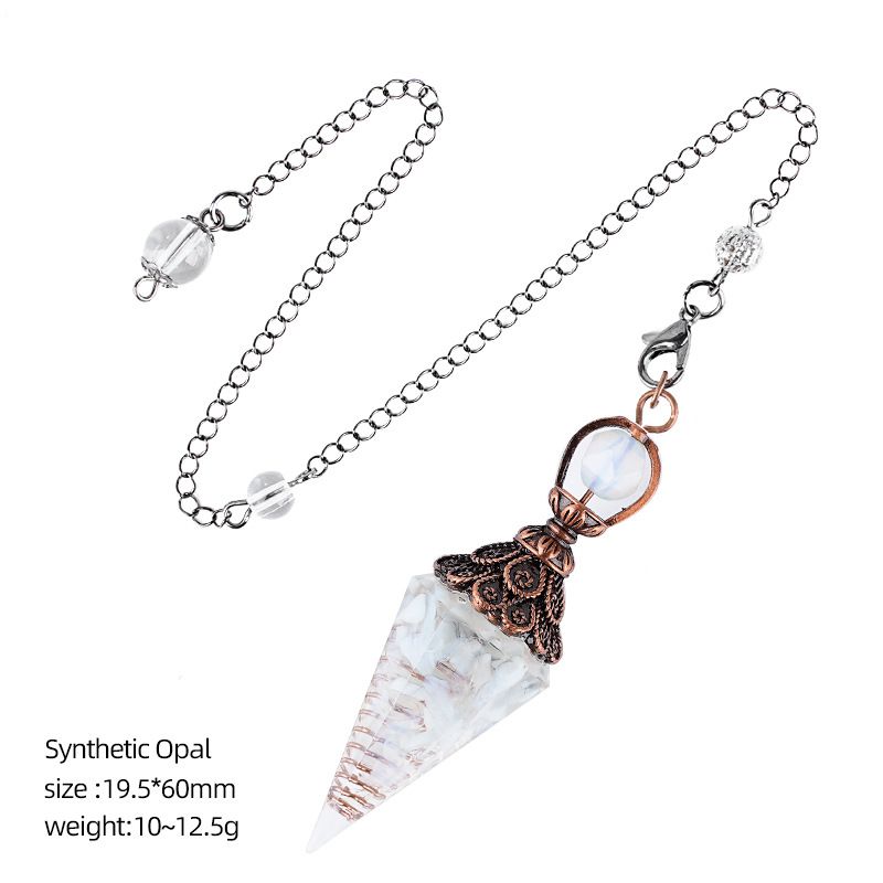 Pingente de pêndulo de cristal de bronze personalizado europeu e americano hexagonal Cone Rhombus Yoga Meditação Pêndulo de resina de frequência ajustável