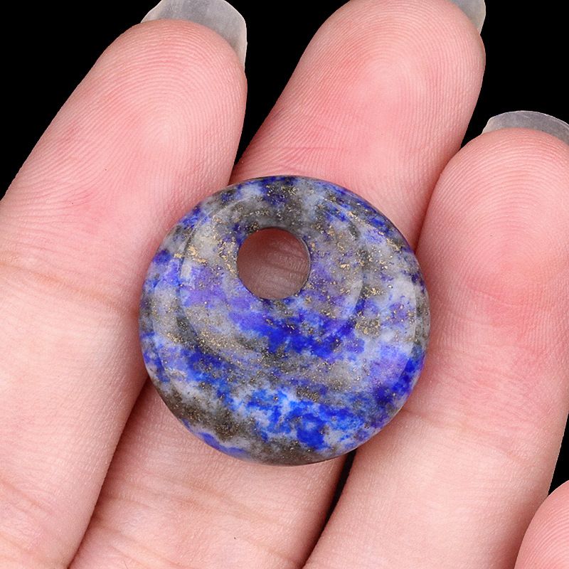 2303-20mm Pedra de Cristal Natural com Furo de Paz Pingente Fivela Princesa Acessório Nostálgico DIY