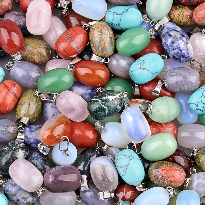 1823-13X18mm pingente de tambor de pedra de cristal de ágata pingente cilíndrico acessórios de jóias DIY