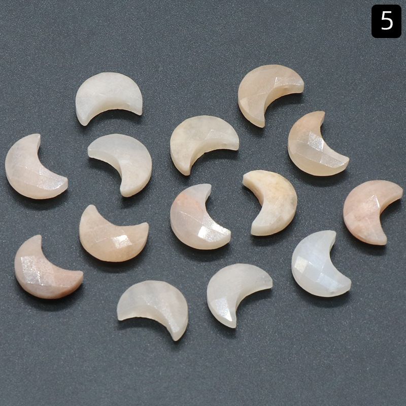 1310 - Pingente de Lua Pequeno Cortado em Ametista Natural e Quartzo Rosé, Pedra Tianhe, Acessório de Joias DIY em forma de crescente alongado