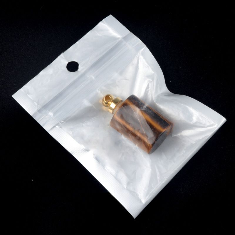 1675-Pingente de garrafa de perfume retangular de pedra natural, pingente de garrafa de óleo essencial de cristal rosa Pingente de colar DIY