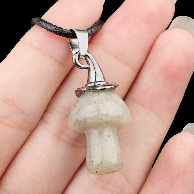 2351 Presente de Natal chapéu de bruxa ágata cogumelo colar cristal natural cogumelo forma pingente vintage jóias
