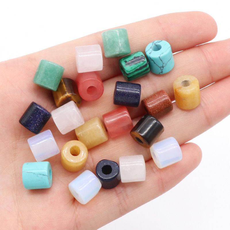 1220-Grandes contas de buraco de cristal natural ágata pedra cilíndrica solta contas 9 × 9mm buraco 3mm acessórios de jóias DIY
