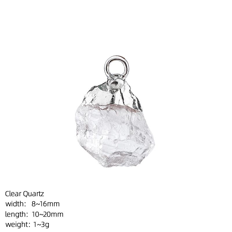 Pingente de pedra bruta de cristal natural transfronteiriço DIY colar brincos pulseira de prata dourada pedra áspera acessórios de ágata irregular