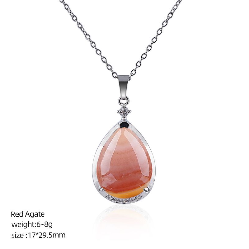 Pingente de gota de água de cristal natural popular com corrente de clavícula incrustada de cobre diamante colar de gota de água de ametista natural