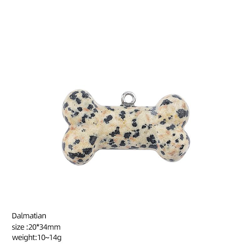 Pingente de osso de cristal natural DIY colar pingente filhote de cachorro acessórios pedra ágata gravada osso