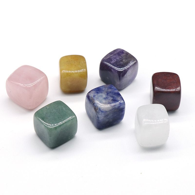950-Cubo de Pedra Colorida, Ágata Ametista Olho de Tigre em Pó Cristal Cristal Branco Chakra Yoga Stone