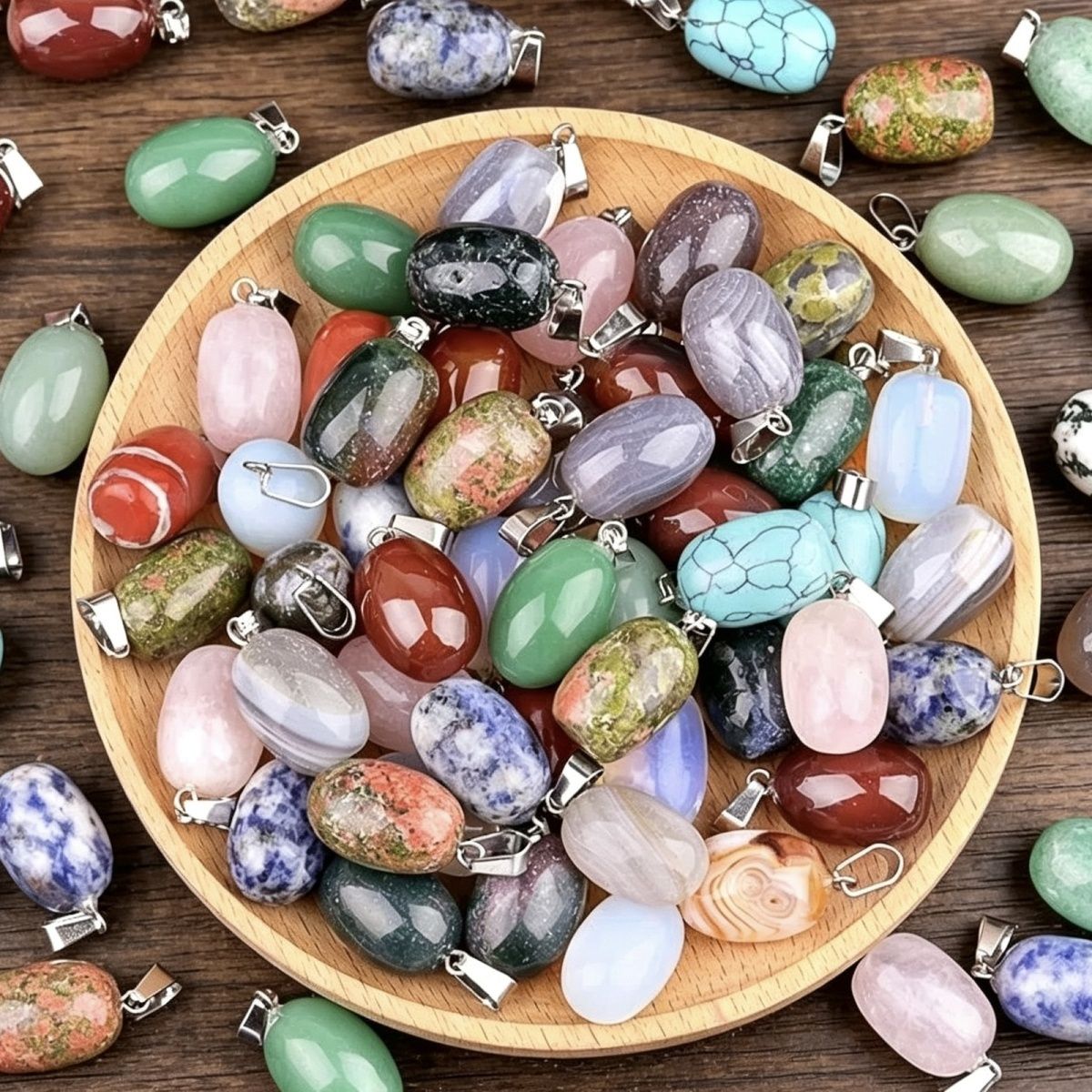 1823-13X18mm pingente de tambor de pedra de cristal de ágata pingente cilíndrico acessórios de jóias DIY