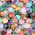 1821-20Mm cristal ágata jade redondo pingente plano, pingente de disco de pedra semipreciosa acessórios de jóias DIY