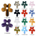 Pingente de flor de cinco pétalas de pedra natural colar artesanal antigo corrente de suéter decorativo em forma de flor pétalas de cristal natural