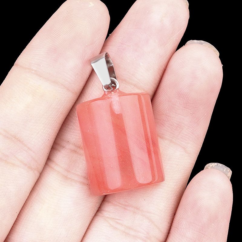 1819-16X24mm cristal ágata jade pingente semicilíndrico, pingente retangular em forma de pão DIY acessórios de jóias