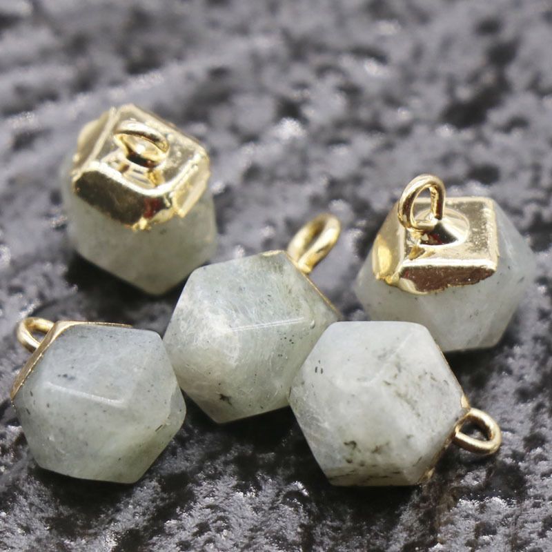 1983 Ágata jade cristal pedra semi-preciosa, galvanizado ouro borda estrela anis pingente DIY pulseira colar acessórios de jóias