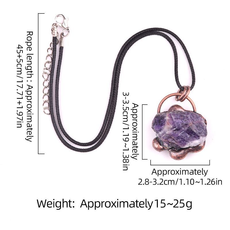 2161-Estilo retrô incrustado cristal ágata pedra semipreciosa colar pingente de pedra áspera moda versátil jóias