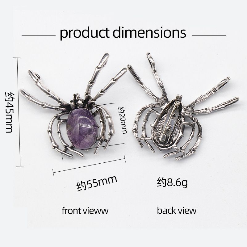 1585 Um pingente de broche de gema broche de aranha de cristal liga de ágata incrustada pingente de pedra preciosa