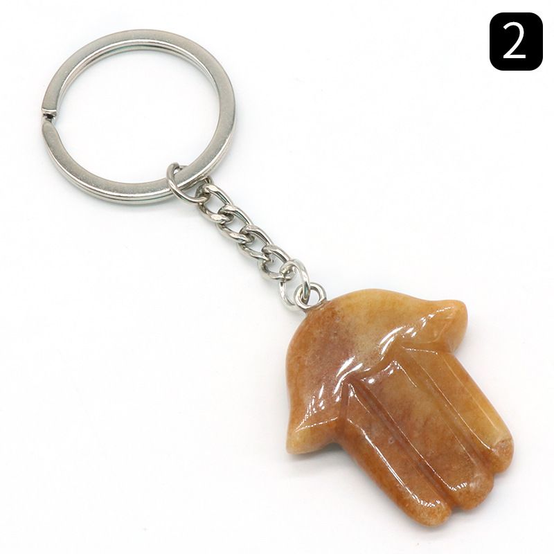 1051-Fátima Mão Keychain Cristal Natural Pedra Palma Keychain, Escultura em Pedra, Bolsa Pingente
