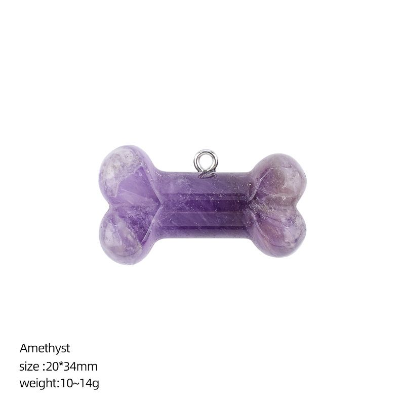 Pingente de osso de cristal natural DIY colar pingente filhote de cachorro acessórios pedra ágata gravada osso