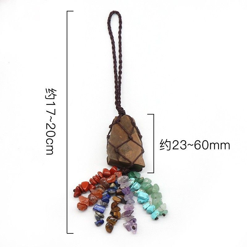 1196-Pingente de pedra áspera, cristal natural pedra colorida pendurado carro de pedra áspera, pingente de cascalho DIY tecido jóias