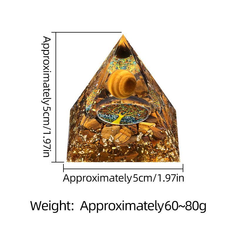 Nova pirâmide de 5cm de cascalho bola de cristal natural Ornamento de artesanato de pirâmide epóxi