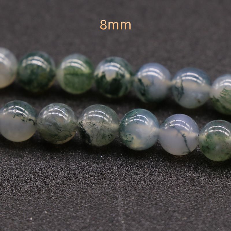 198-MossAgateA grau de ágata aquática contas redondas contas soltas DIY bijuterias acessórios pulseira material