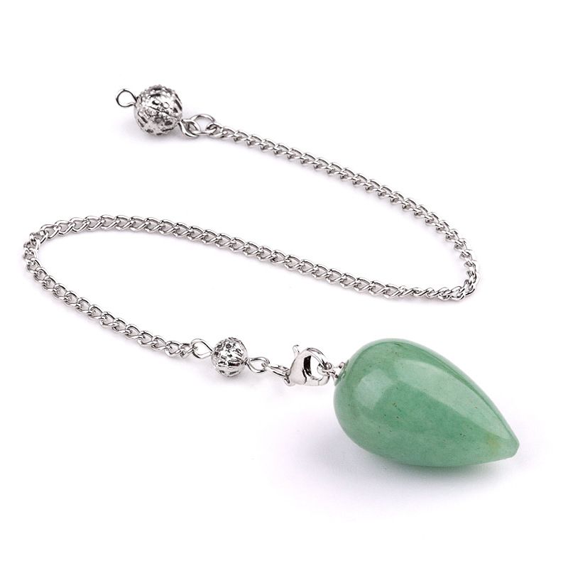 2150 Pingente de pêndulo de cristal natural em forma de gota meditação de ioga vintage pedra semipreciosa com pêndulo de ametista de corrente