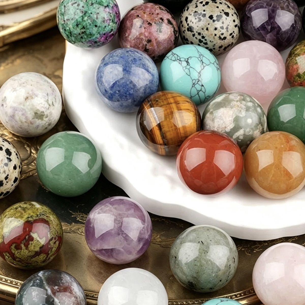 Bola redonda grande não porosa de 25 mm de ametista natural ágata olho de tigre pedra não porosa bola de miçangas redondas