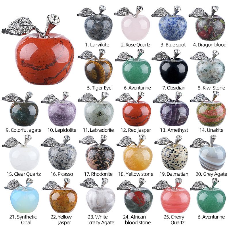 25Mm maçã de cristal natural transfronteiriça Véspera de Natal Presente de Natal enfeite de decoração de casa jade ágata maçã