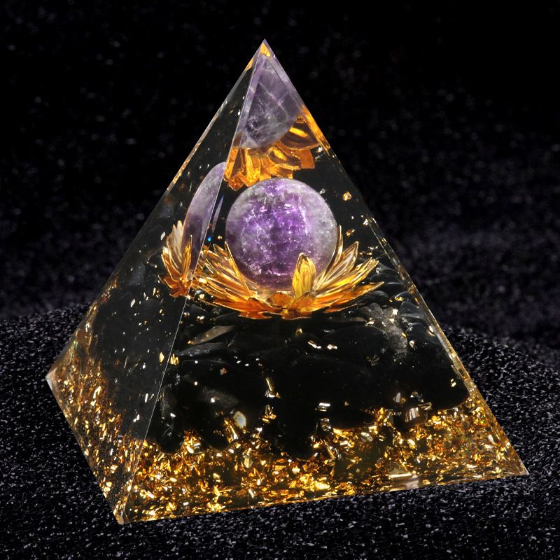 Nova pirâmide de 5cm bola de lótus cascalho cola pirâmide artesanato ornamento