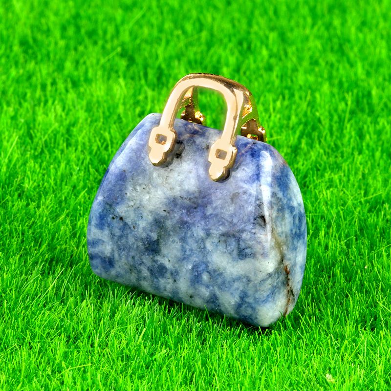 1710-Mini bolsa de pedra de cristal natural, pingente de ametista ins decoração de cristal em pó de vento criatividade