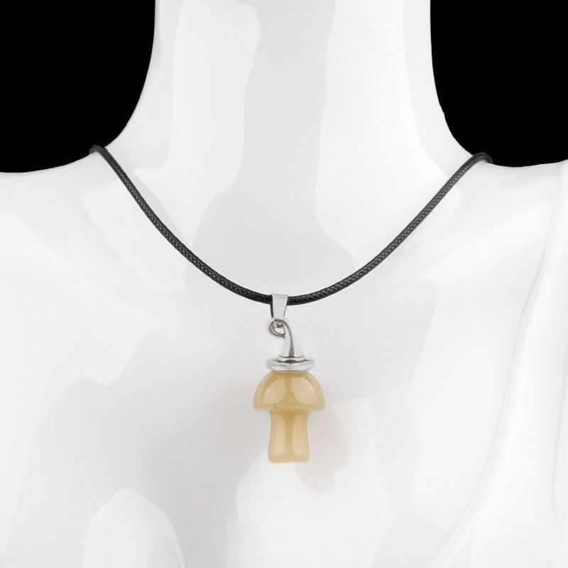 Pingente De Cogumelo De Chapéu De Bruxa De Cristal Natural