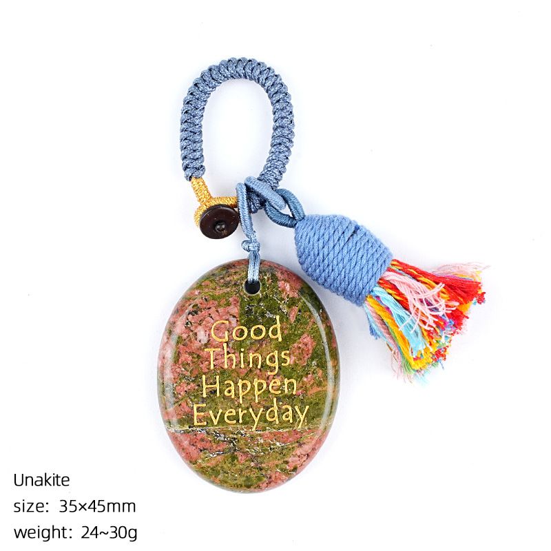 2469 Cristal natural palma de pedra chaveiro criativo saco reboque pendurado decorativo letras ágata mindfulness pedra pingente